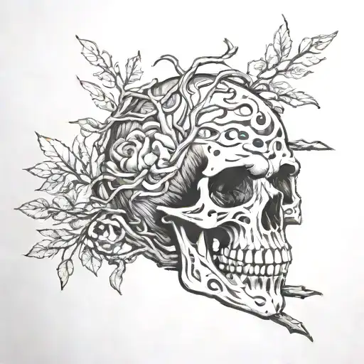 tree movie stick skull tattoo design idea