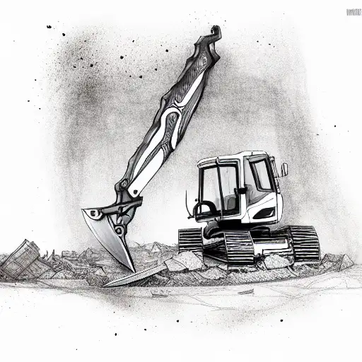 knife and excavator  tattoo design idea