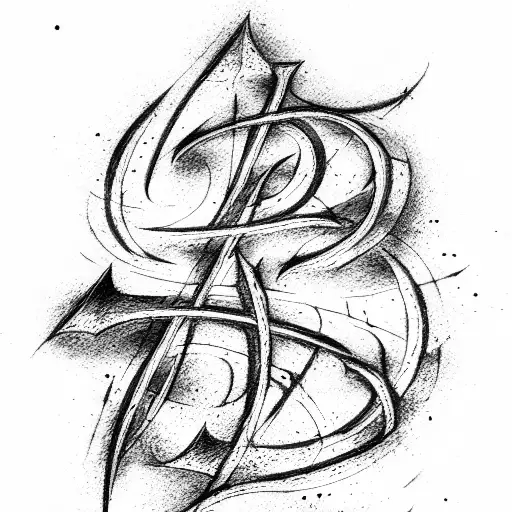 excavating and gothic calligraphy  tattoo design idea