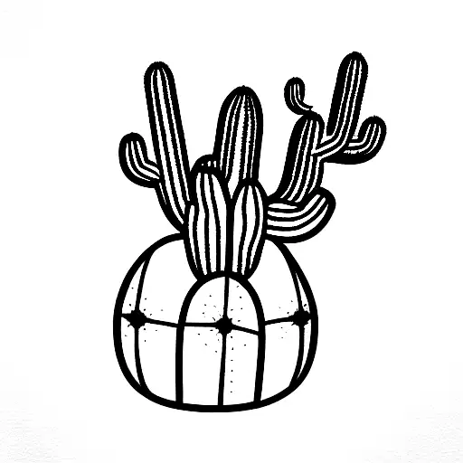 cactus with spaceship over it  tattoo design idea