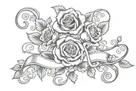 rose and scroll initial J tattoo design idea