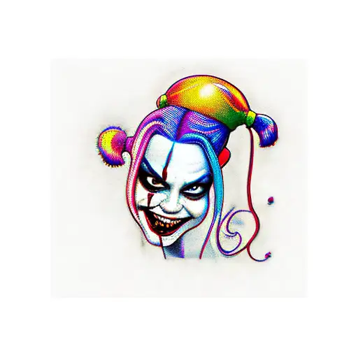 crazy laughing Harley quinn tattoo design idea