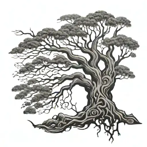 Combine elements of growth with use of a tree into an unique tattoo design with a combination of maori and fine line tattoo design idea