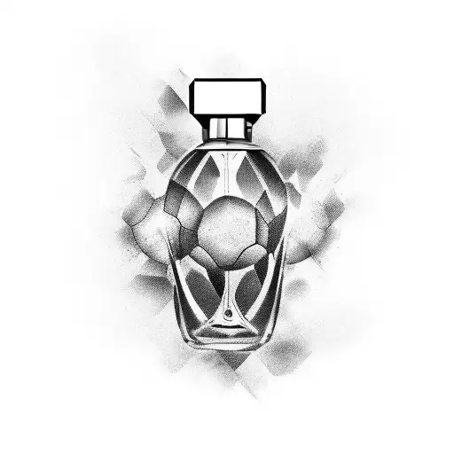 Create a tattoo design inspired by your favorite perfume bottle, with a subtle nod to football tattoo design idea