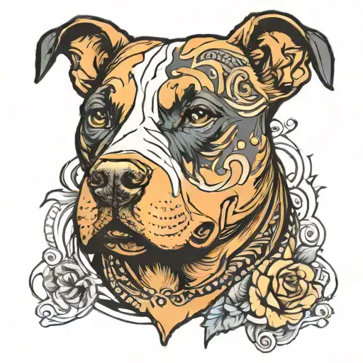 Pitbull face  tattoo design idea