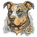 Pitbull face  tattoo design idea