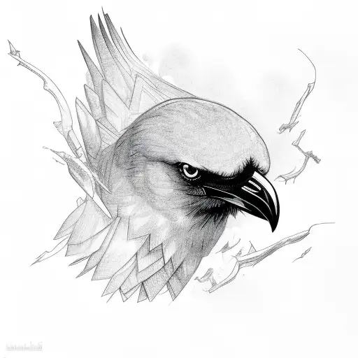 Crow, Lightning  tattoo design idea