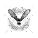 Crow, Lightning, Fire tattoo design idea