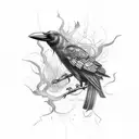 Crow, Lightning, Fire tattoo design idea
