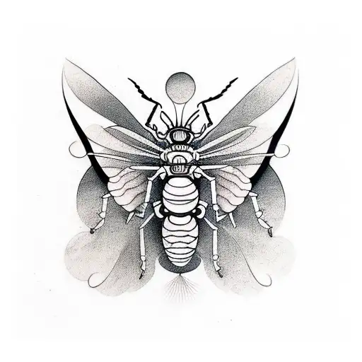 Japanese "Abstract Insect" Tattoo Idea - BlackInk AI