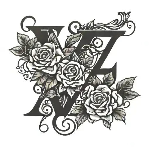 long distance love with initials v l and j c tattoo design idea