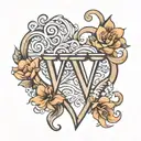 long distance love with initials v and j. with heart tattoo design idea