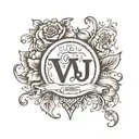 long distance love with initials v and j. with heart tattoo design idea
