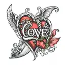  love with initials v and j. with heart tattoo design idea