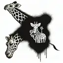 giraffe and acasia and elephant tattoo design idea