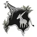 giraffe and acasia and elephant tattoo design idea
