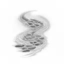 	1.	Background: Start with a subtle, flowing river-like design running along the length of your arm. This river represen tattoo design idea