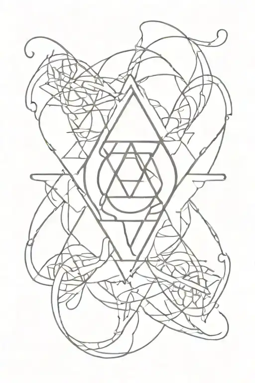 A tattoo design combining elements of Linkin Park and Incubus album covers, with a pattern incorporated throughout tattoo design idea