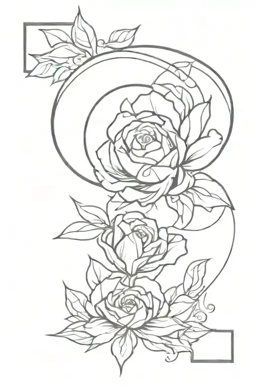 A tattoo design combining elements of Linkin Park and Incubus album covers, with a floral pattern incorporated throughout tattoo design idea