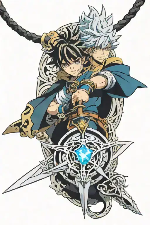 from black clover anime asta sword and juno necklace tattoo design idea