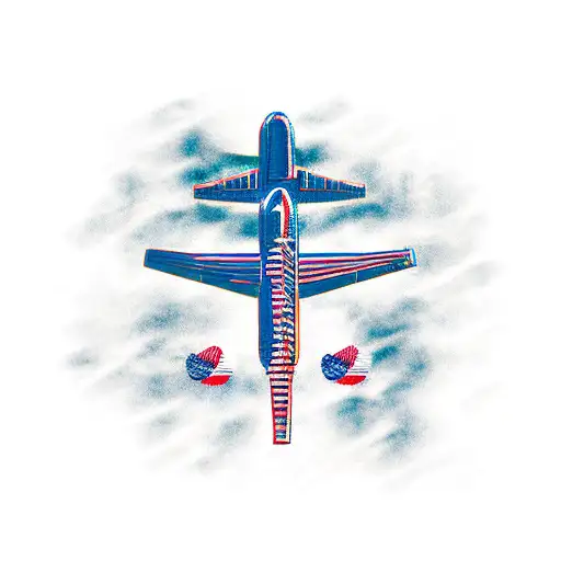 navy airplane american flag feminine tattoo design idea