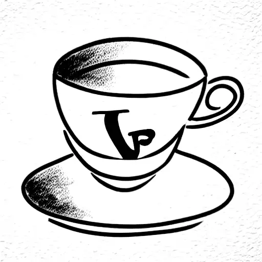 teacup with letters A, F, J, and K hidden tattoo design idea