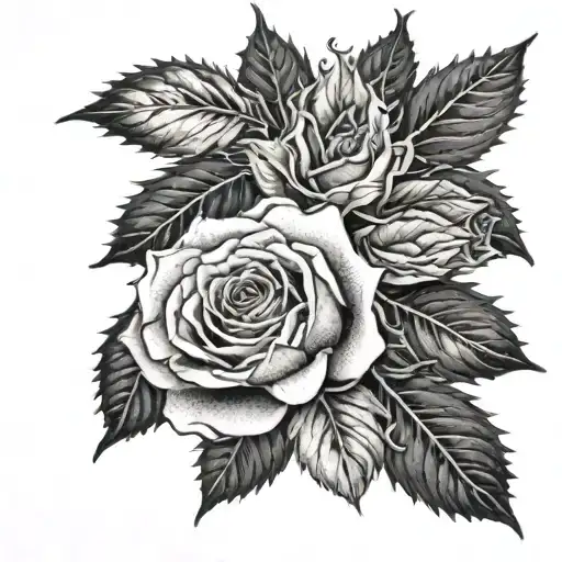 olive hazel holly leaves rose Harley Davidson   tattoo design idea