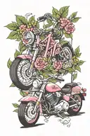 olive branch hazel branch holly branch roze around Harley Davidson bike tattoo design idea