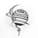 saturn with a snake wrapped around tattoo design idea