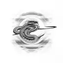 saturn with a snake wrapped around tattoo design idea