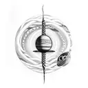 saturn with a snake wrapped around tattoo design idea