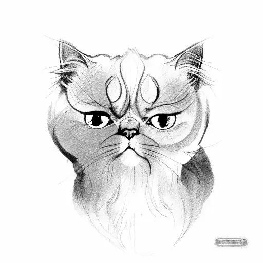 two headed persian cat  tattoo design idea