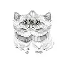 two headed persian cat  tattoo design idea