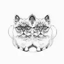 two headed persian cat  tattoo design idea