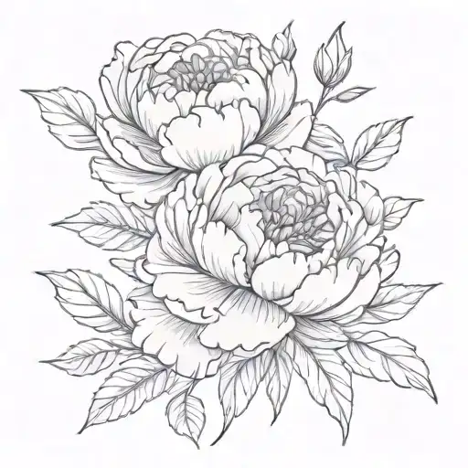 peonie flowers tattoo design idea