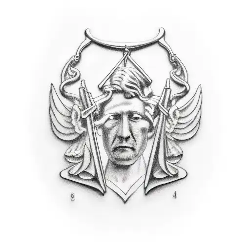 lawyer and justice elements tattoo design idea