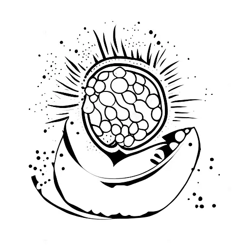 Avocado with Core and roots  tattoo design idea