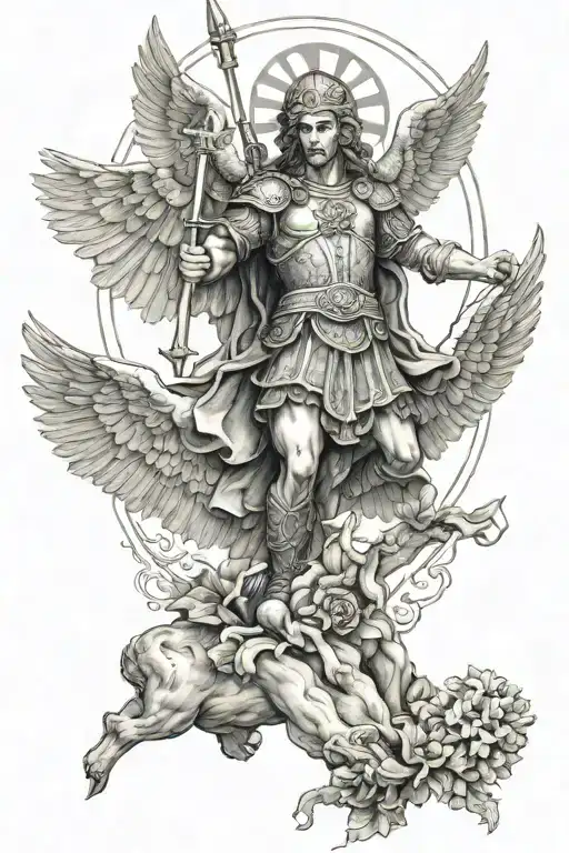 st micheal slaying tattoo design idea