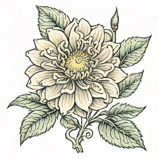 jupiter crysanthemum flower with the stem tattoo design idea