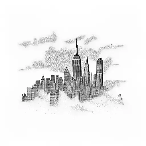 Skyline of New York City with the Mets NY logo in negative space and somehow incorporate Dominican Republic into it tattoo design idea