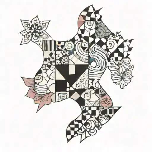patchwork sleeve tattoo design idea