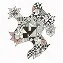 patchwork sleeve tattoo design idea