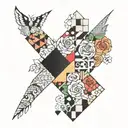 patchwork sleeve tattoo design idea