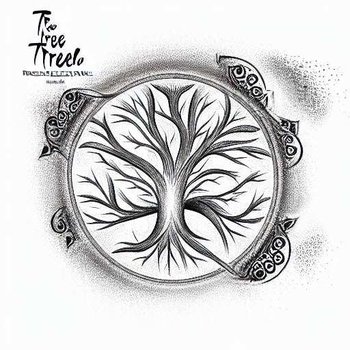 Tree of Life with words around it tattoo design idea