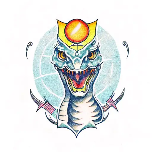 Cobra com um sol na cabeça tattoo design idea