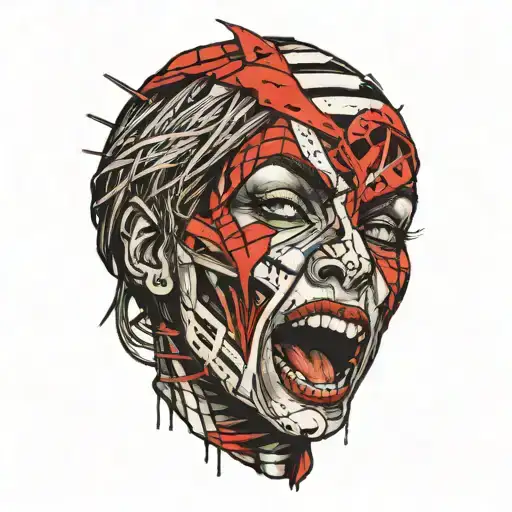 female mummy screaming and bandages tattoo design idea