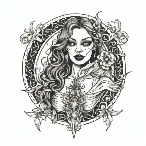 female vampires tattoo design idea