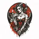 female vampire girl full body tattoo design idea