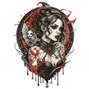 female vampire girl full body tattoo design idea