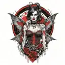 female vampire girl full body tattoo design idea